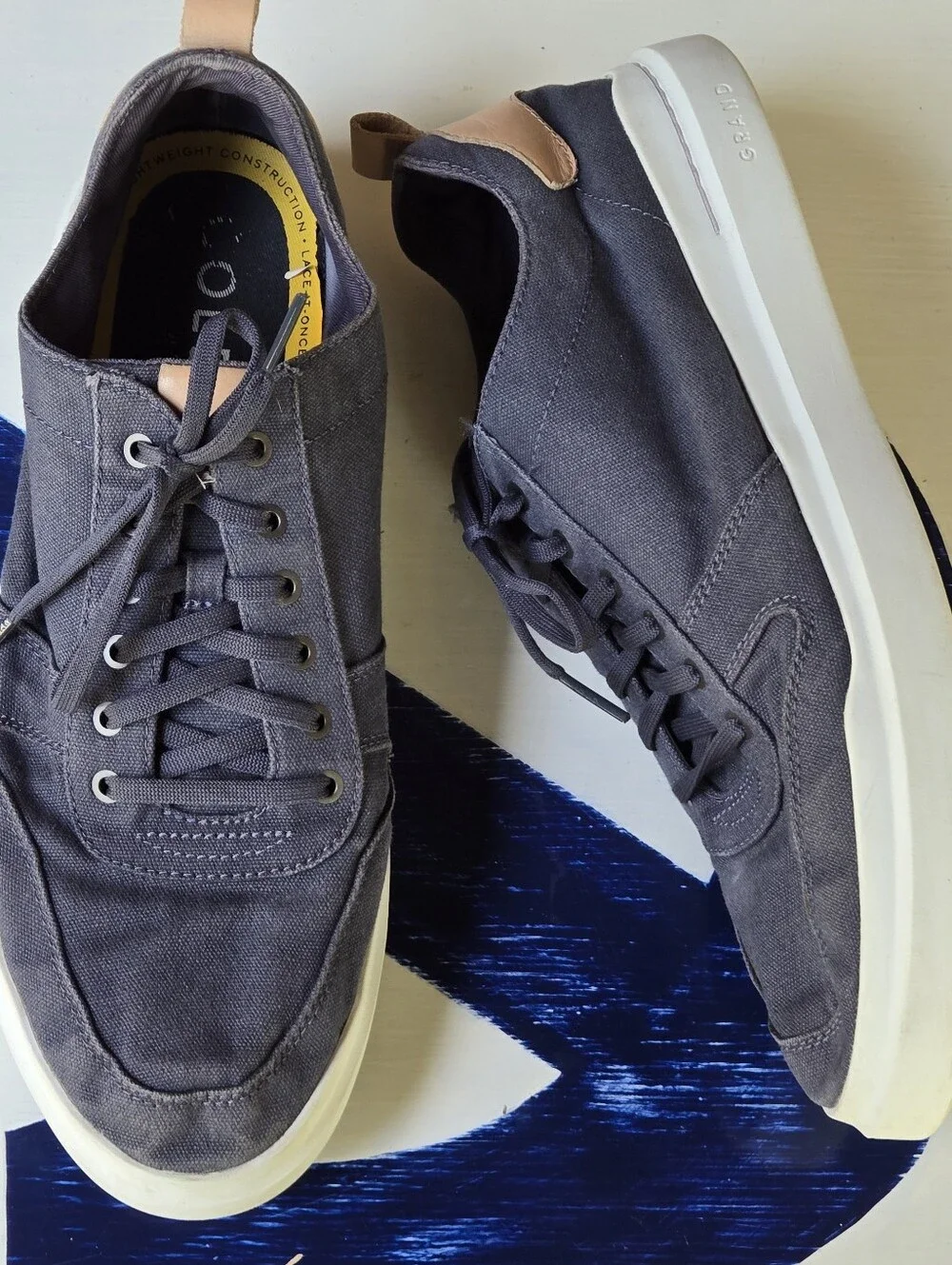 Cole Haan GrandPro Rally Canvas Lace-Up Blue Court Sneakers Size US 12